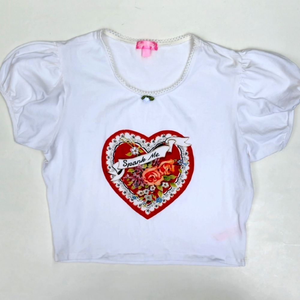 Sugar Thrillz White and Red Heart Tee